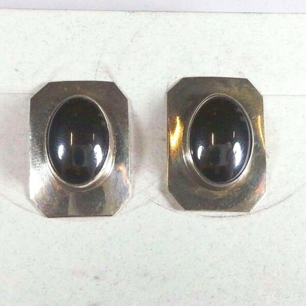 Handmade Indian Sterling Silver Earrings with Hematite